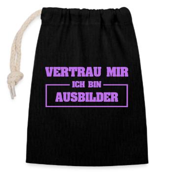 Lustig Ausbilder - Verschließbarer Geschenkbeutel aus Baumwolle (14x20cm) - Schwarz - Vorne