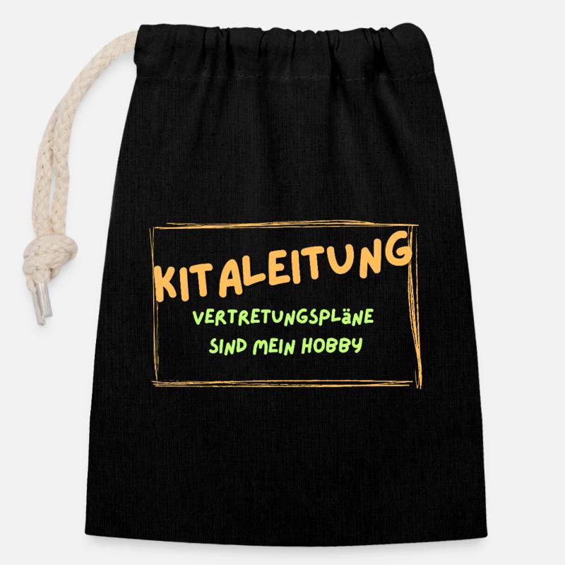 Kitaleitung liebt Vertretungspläne - Verschließbarer Geschenkbeutel aus Baumwolle (14x20cm) - Schwarz