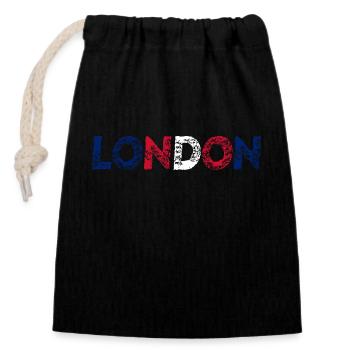 LONDON Geschenkidee UK England United Kingdom - Verschließbarer Geschenkbeutel aus Baumwolle (14x20cm) - Schwarz - Vorne
