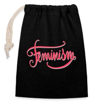 Feminism Saying Gift Vintage Emancipation - Closable cotton gift bag (14x20cm) - black - Front