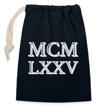 Roman numerals 1975 - MCMLXXV - Sac cadeau en coton avec cordon (14 x 20 cm) - bleu marine - Devant