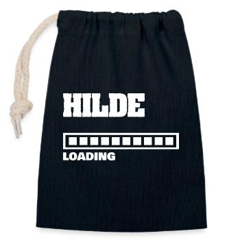 Cadeau pour Hilde - Sac cadeau en coton avec cordon (14 x 20 cm) - bleu marine - Devant
