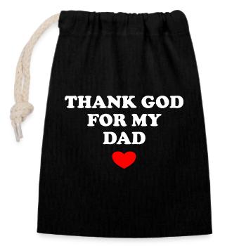 Dieu merci pour mon père - Sac cadeau en coton avec cordon (14 x 20 cm) - noir - Devant