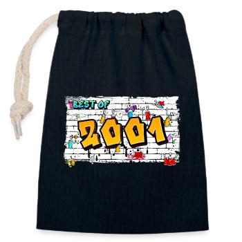 Graffiti emblématique de 2001 – 24 ans d’énergie rebelle - Sac cadeau en coton avec cordon (14 x 20 cm) - bleu marine - Devant