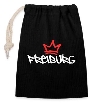Freiburg Graffiti Tag - Verschließbarer Geschenkbeutel aus Baumwolle (14x20cm) - Schwarz - Vorne
