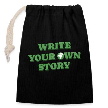 Write Your Own Story Quote - Closable cotton gift bag (14x20cm) - black - Front