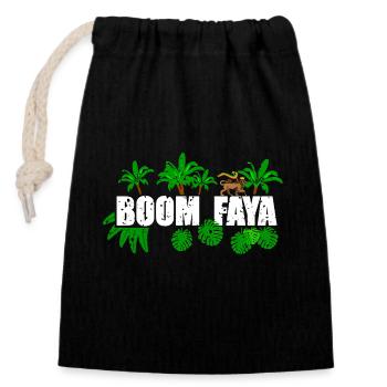Boom Faya - Verschließbarer Geschenkbeutel aus Baumwolle (14x20cm) - Schwarz - Vorne