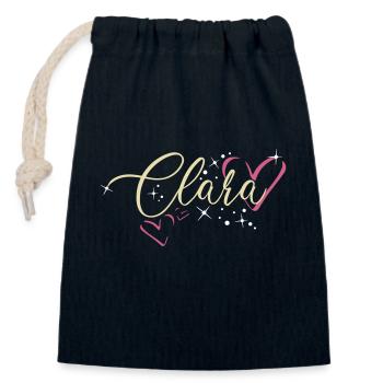 Clara Name Vorname Kalligrafieherz - Verschließbarer Geschenkbeutel aus Baumwolle (14x20cm) - Navy - Vorne