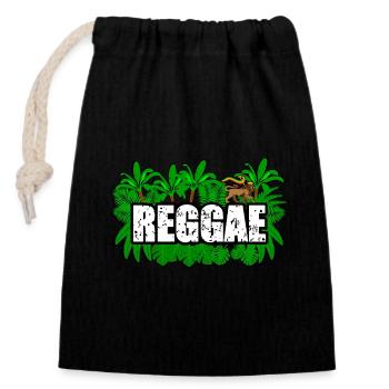 Reggae Lion - Verschließbarer Geschenkbeutel aus Baumwolle (14x20cm) - Schwarz - Vorne