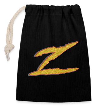 Lettre Z dorée - Sac cadeau en coton avec cordon (14 x 20 cm) - noir - Devant