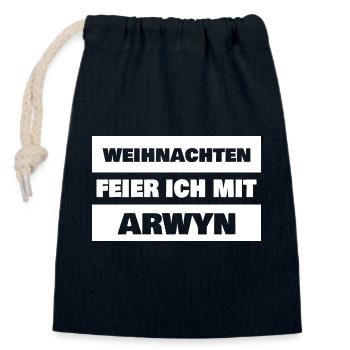 First name Arwyn - Closable cotton gift bag (14x20cm) - navy - Front