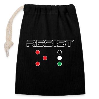 RESIST FP - Closable cotton gift bag (14x20cm) - black - Front