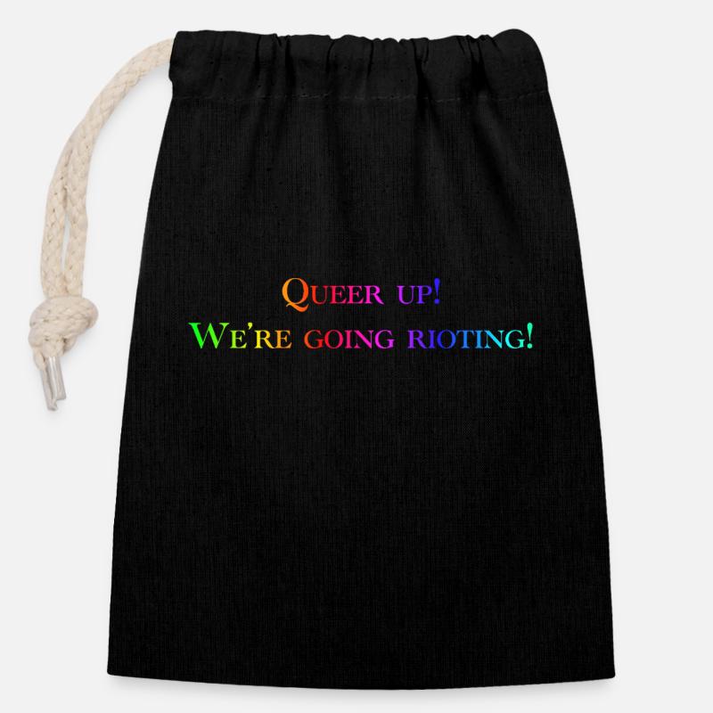 Queer Up - Sac cadeau en coton avec cordon (14 x 20 cm) - noir