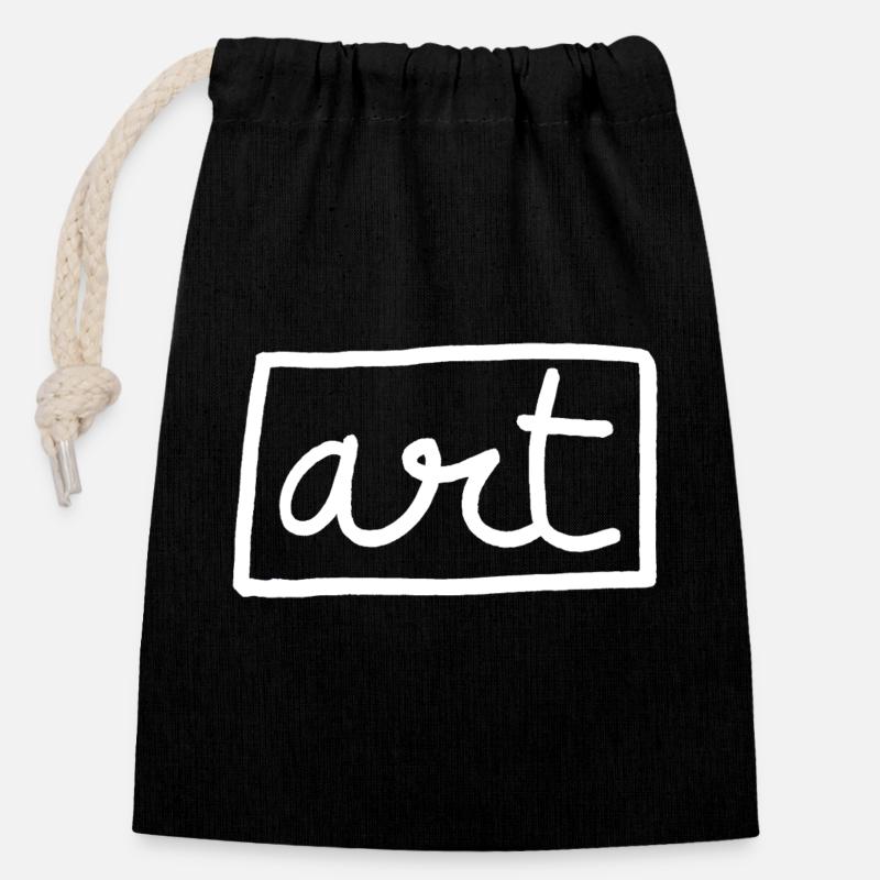 ART WHITE LOGO #2 - Sac cadeau en coton avec cordon (14 x 20 cm) - noir