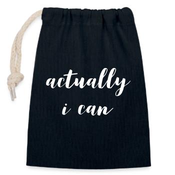 Eigentlich kann ich Motivation Shirts Inspirierend - Verschließbarer Geschenkbeutel aus Baumwolle (14x20cm) - Navy - Vorne