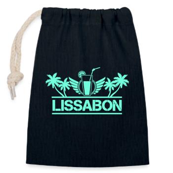 Lisbon - Closable cotton gift bag (14x20cm) - navy - Front