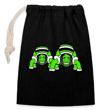 2 Turtles Reggae Music Rasta Team Jamaica Fun - Sac cadeau en coton avec cordon (14 x 20 cm) - noir - Devant