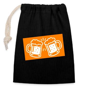 Beer Glass Beer Icon - Closable cotton gift bag (14x20cm) - black - Front
