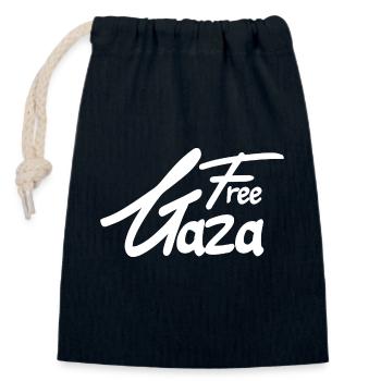 Free Gaza Text - Closable cotton gift bag (14x20cm) - navy - Front
