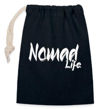 Voyage Life - Sac cadeau en coton avec cordon (14 x 20 cm) - bleu marine - Devant