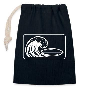 Surfboard Wave - Closable cotton gift bag (14x20cm) - navy - Front