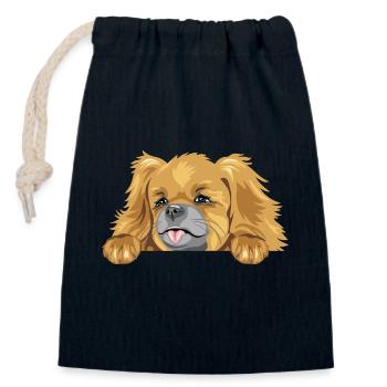 Lugpender Pekinese Hund - Verschließbarer Geschenkbeutel aus Baumwolle (14x20cm) - Navy - Vorne