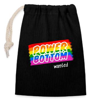 Horny Top wants a Power Bottom - Closable cotton gift bag (14x20cm) - black - Front