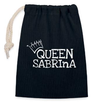 Vorname Sabrina - Verschließbarer Geschenkbeutel aus Baumwolle (14x20cm) - Navy - Vorne