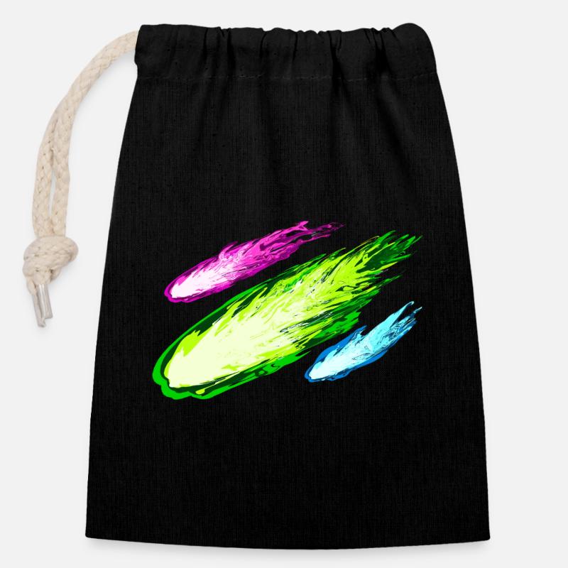 Explosion of colorful kites - Closable cotton gift bag (14x20cm) - black