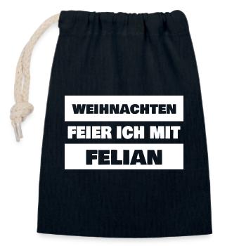 First name Felian - Closable cotton gift bag (14x20cm) - navy - Front