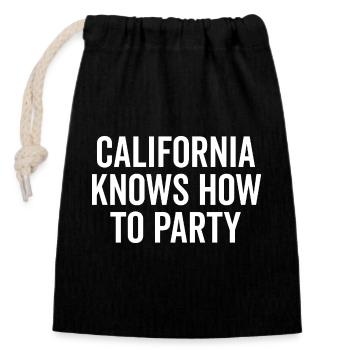 La Californie sait faire la fête - Sac cadeau en coton avec cordon (14 x 20 cm) - noir - Devant