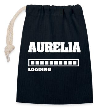 Aurelia - Sac cadeau en coton avec cordon (14 x 20 cm) - bleu marine - Devant
