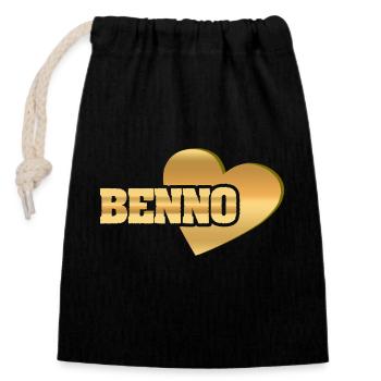 Benno as gold - Closable cotton gift bag (14x20cm) - black - Front
