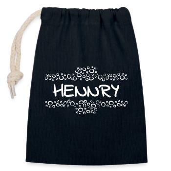 First name Hennry - Closable cotton gift bag (14x20cm) - navy - Front