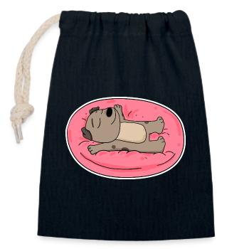 Cute dog lying down - Closable cotton gift bag (14x20cm) - navy - Front