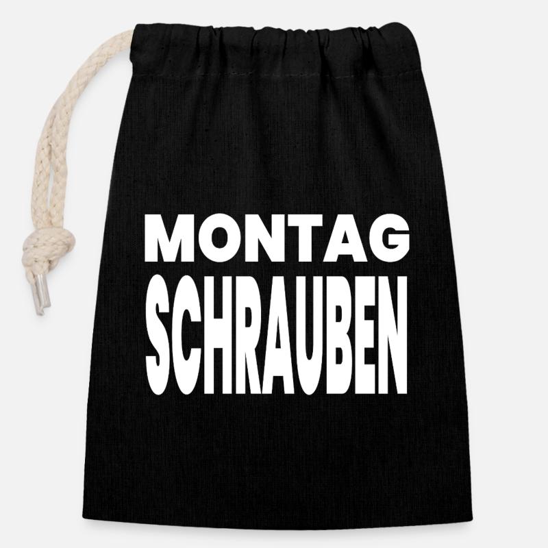 Schrauben - Verschließbarer Geschenkbeutel aus Baumwolle (14x20cm) - Schwarz