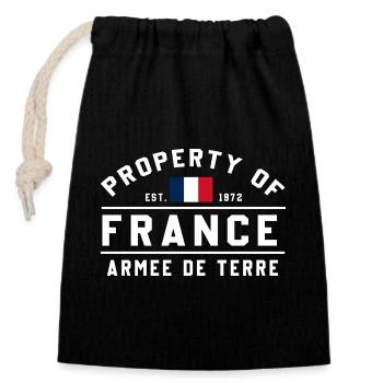 French Military Stencil Design - Closable cotton gift bag (14x20cm) - black - Front