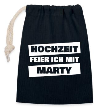 Marty as a bachelor party - Closable cotton gift bag (14x20cm) - navy - Front