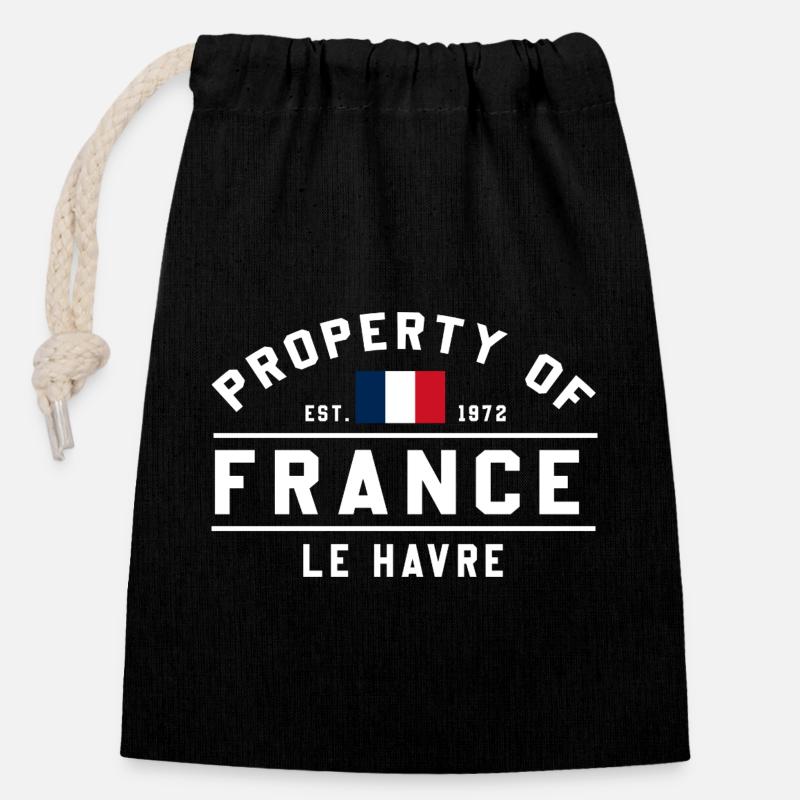De France Le Havre Marque - Sac cadeau en coton avec cordon (14 x 20 cm) - noir