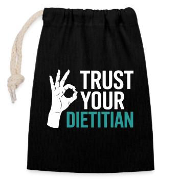 Diététiste agréé Conseiller en nutrition - Sac cadeau en coton avec cordon (14 x 20 cm) - noir - Devant