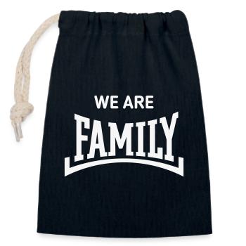 Nous sommes une famille (famille / parents / concave / blanc) - Sac cadeau en coton avec cordon (14 x 20 cm) - bleu marine - Devant