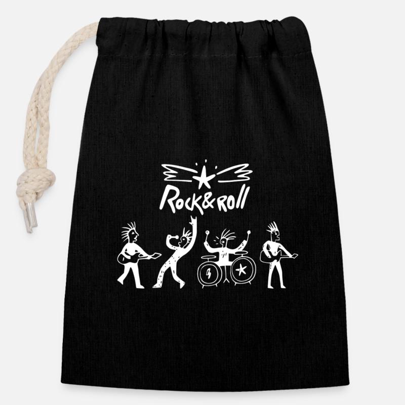 Sketch du groupe de rock & roll - Sac cadeau en coton avec cordon (14 x 20 cm) - noir