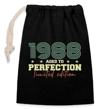 1988 - Closable cotton gift bag (14x20cm) - black - Front