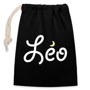 Léo - Sac cadeau en coton avec cordon (14 x 20 cm) - noir - Devant