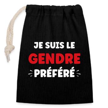 son-in-law - Closable cotton gift bag (14x20cm) - black - Front