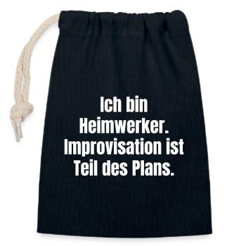 Ich bin Heimwerker Improvisation - Verschließbarer Geschenkbeutel aus Baumwolle (14x20cm) - Navy - Vorne