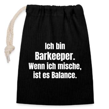 Ich bin Barkeeper Balance - Verschließbarer Geschenkbeutel aus Baumwolle (14x20cm) - Schwarz - Vorne