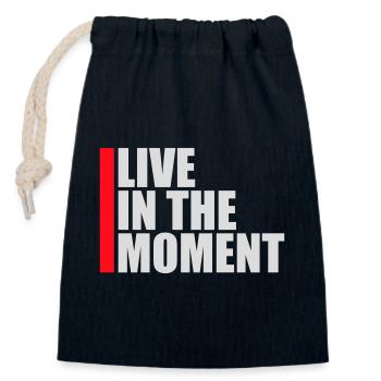 Live In The Moment Mindfulness Presence Awareness - Closable cotton gift bag (14x20cm) - navy - Front