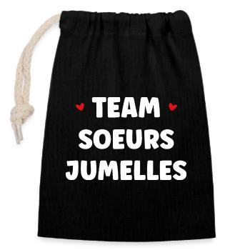 Team Soeurs Jumelées - Sac cadeau en coton avec cordon (14 x 20 cm) - noir - Devant