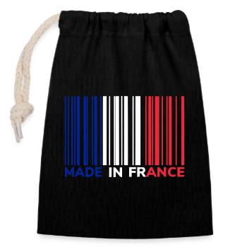 Barcode hergestellt in Frankreich - Verschließbarer Geschenkbeutel aus Baumwolle (14x20cm) - Schwarz - Vorne